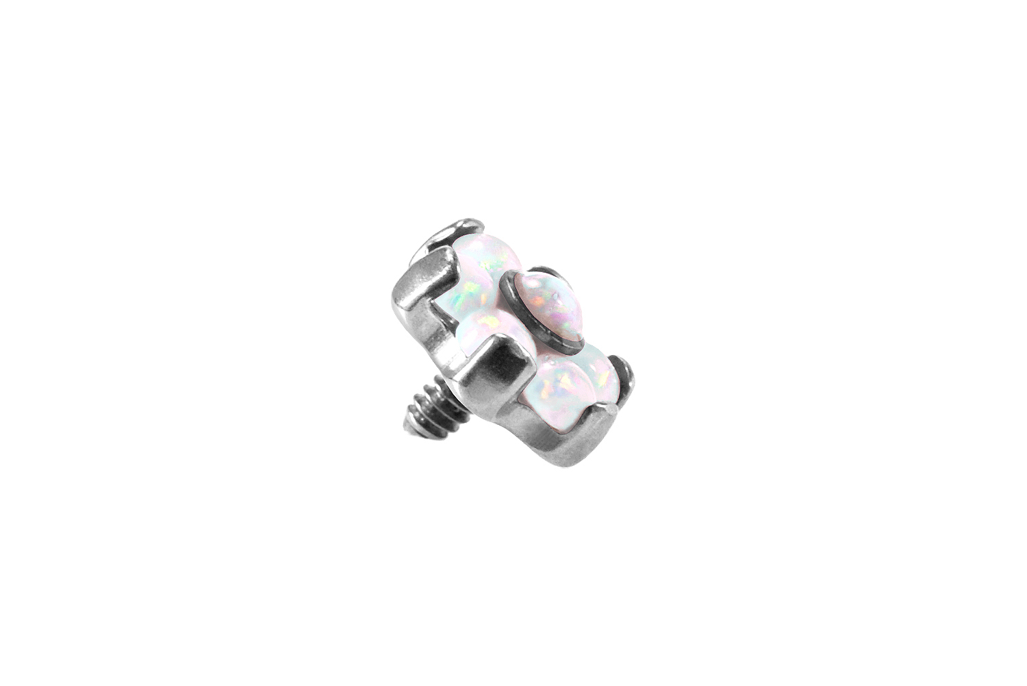 Titan Schraubaufsatz mit Außengewinde BLUME MIT 7 SYNTHETISCHEN OPALEN ++SALE++ von Piercingline